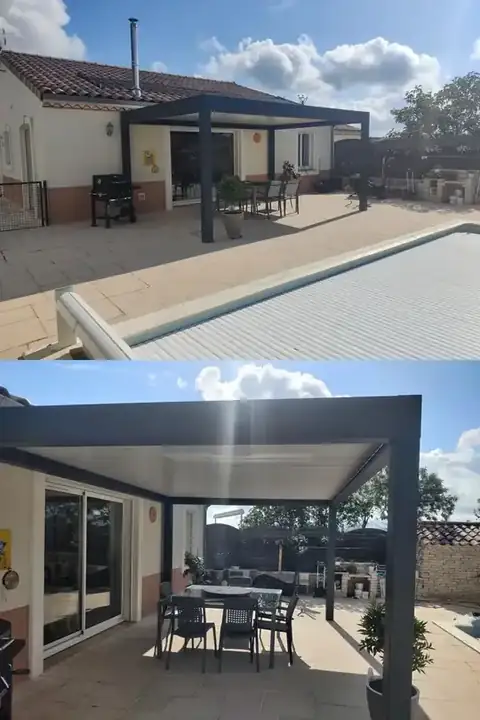 Une pergola posée au début de l'été