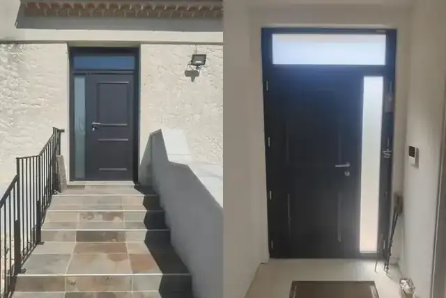 Une porte d'entrée K-Line avec semi-fixe et imposte